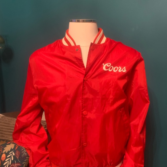 Brixton x Coors Banquet Beer Men's Bomber Varsity Track Jacket Red Small - Picture 9 of 10